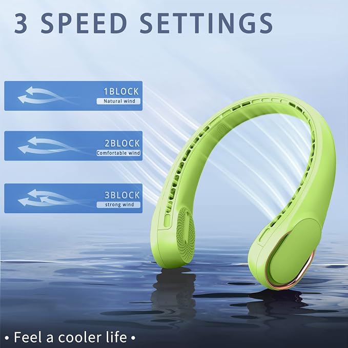 Portable Neck Fan, Bladeless Neck Fan, USB Rechargeable Personal Fan, 4000 mAh Battery Operated Wearable Fan, 3, alternate