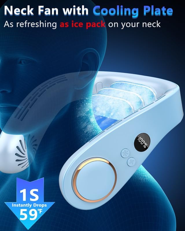 Portable Neck Fan Cooling Plate,Personal Fan Neck Hang Around,Powerful Airflow Shoulder Cooler,Fans To Wear Around Your