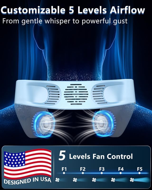 Portable Neck Fan Cooling Plate,Personal Fan Neck Hang Around,Powerful Airflow Shoulder Cooler,Fans To Wear Around Your