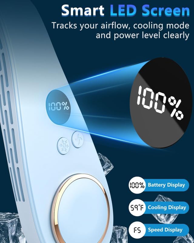 Portable Neck Fan Cooling Plate,Personal Fan Neck Hang Around,Powerful Airflow Shoulder Cooler,Fans To Wear Around Your