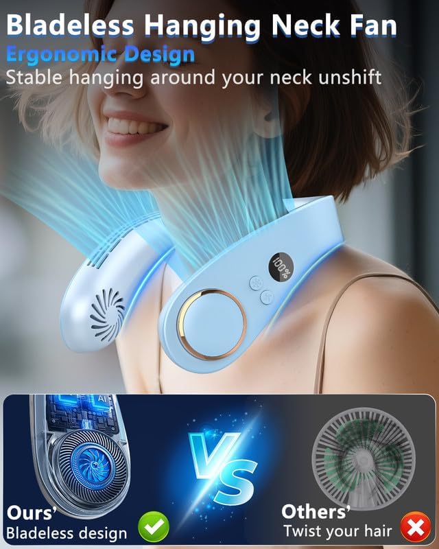 Portable Neck Fan Cooling Plate,Personal Fan Neck Hang Around,Powerful Airflow Shoulder Cooler,Fans To Wear Around Your