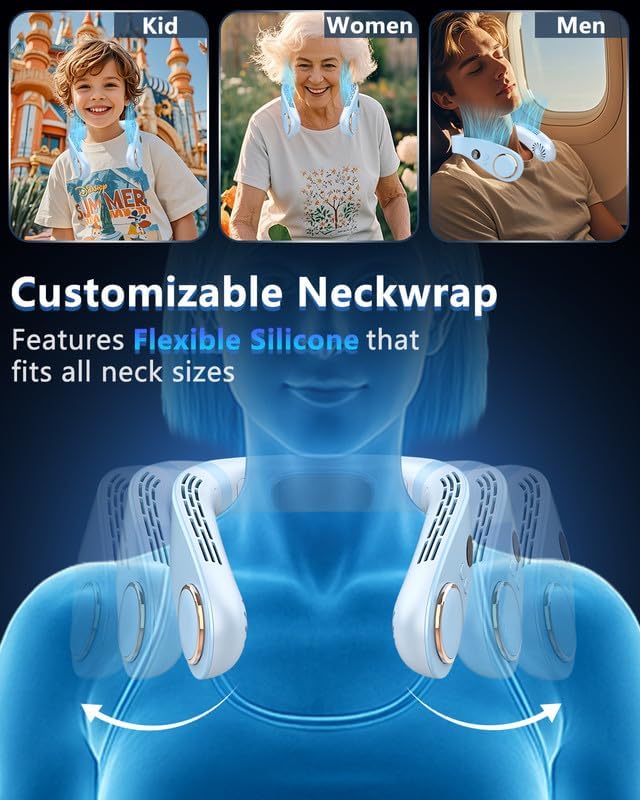 Portable Neck Fan Cooling Plate,Personal Fan Neck Hang Around,Powerful Airflow Shoulder Cooler,Fans To Wear Around Your