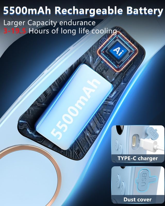 Portable Neck Fan Cooling Plate,Personal Fan Neck Hang Around,Powerful Airflow Shoulder Cooler,Fans To Wear Around Your