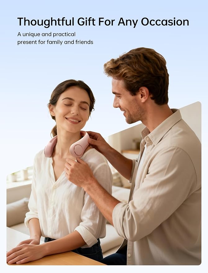 Portable Neck Fan, Hands-Free Bladeless, 5 Speeds, 4000 mAh Battery Operated Wearable Personal Fan, Twistable, Rechargeable