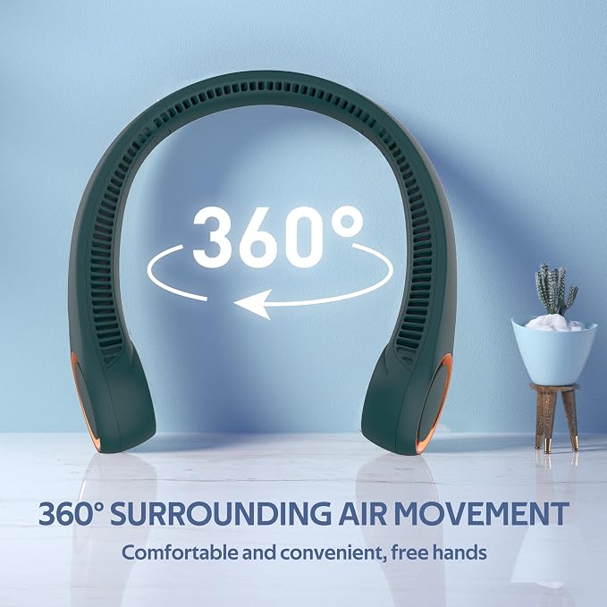 Portable Neck Fan, Hands Free Bladeless Fan, 360° Cooling Personal Fan,Wearable Quiet Fan for Outdoor Indoor, Gifts for Men