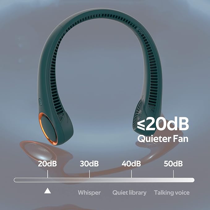 Portable Neck Fan, Hands Free Bladeless Fan, 360° Cooling Personal Fan,Wearable Quiet Fan for Outdoor Indoor, Gifts for Men