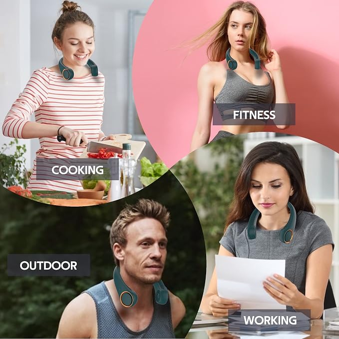 Portable Neck Fan, Hands Free Bladeless Fan, 360° Cooling Personal Fan,Wearable Quiet Fan for Outdoor Indoor, Gifts for Men