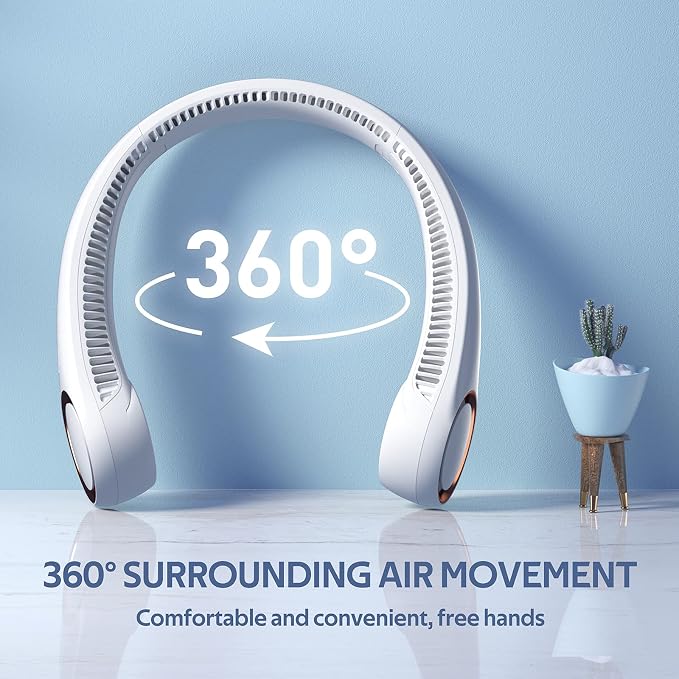 Portable Neck Fan, Hands Free Personal Fan,360° Airflow,3-16 Running Hours, 72 Wind Outlets,4000mAh Battery USB