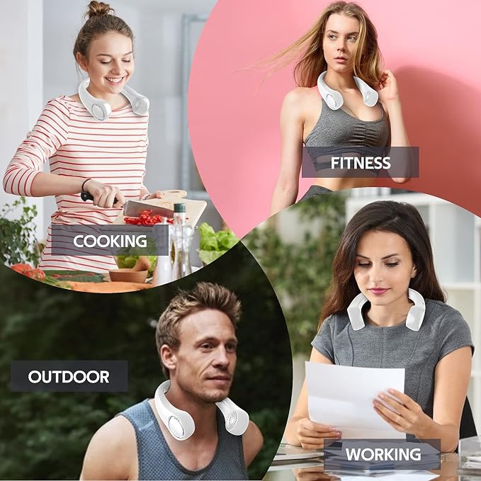 Portable Neck Fan, Hands Free Personal Fan,360° Airflow,3-16 Running Hours, 72 Wind Outlets,4000mAh Battery USB