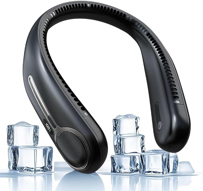 Portable Neck Fan,Hands Free Personal Wearable Bladeless Fan,6000mAh USB Rechargeable,360° Cooling,LED