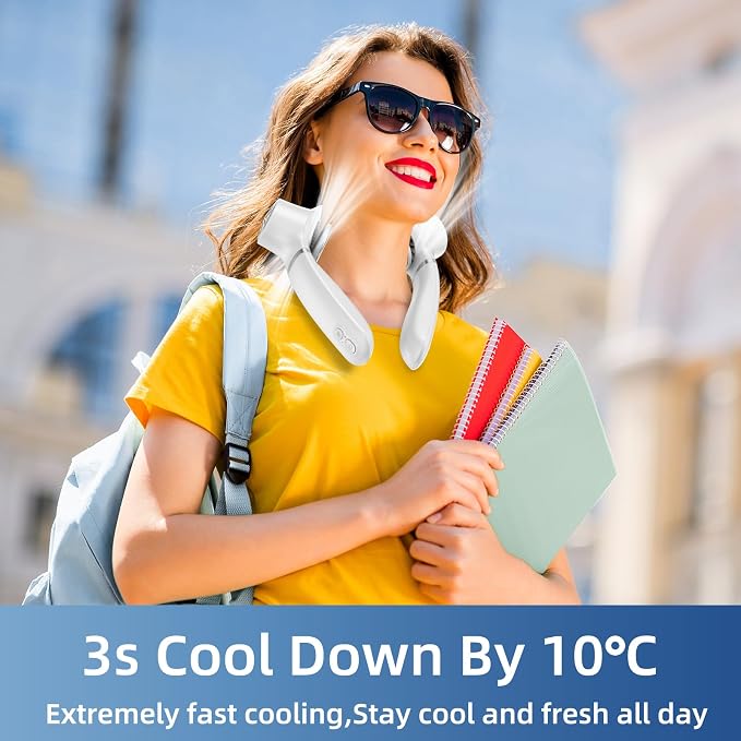 Portable Neck fan,Hands Free Wearable Neck Fan,2023 Lightweight Neck Air Conditioner fan,4000 mAh Battery Operated Neck