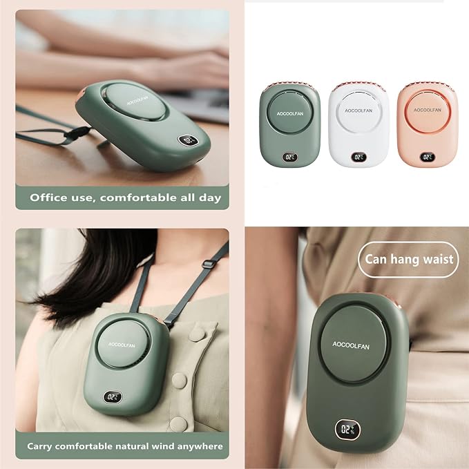 Portable Neck Fan, Mini Small Personal Handheld Fan USB Rechargeable 3 Speed for Girls Boys Woman Eyelash Travel Home Office
