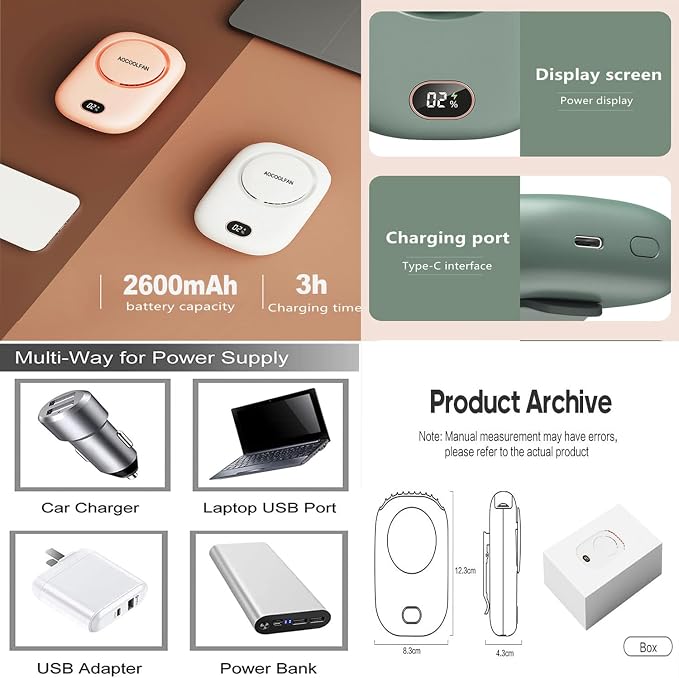 Portable Neck Fan, Mini Small Personal Handheld Fan USB Rechargeable 3 Speed for Girls Boys Woman Eyelash Travel Home Office