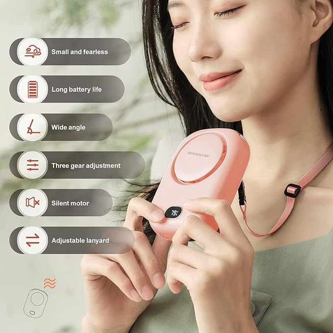 Portable Neck Fan, Mini Small Personal Handheld Fan USB Rechargeable 3 Speed for Girls Boys Woman Eyelash Travel Home Office