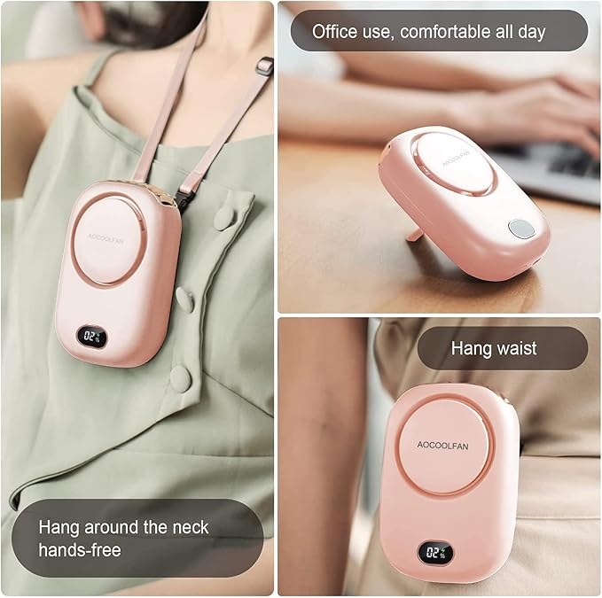 Portable Neck Fan, Mini Small Personal Handheld Fan USB Rechargeable 3 Speed for Girls Boys Woman Eyelash Travel Home Office