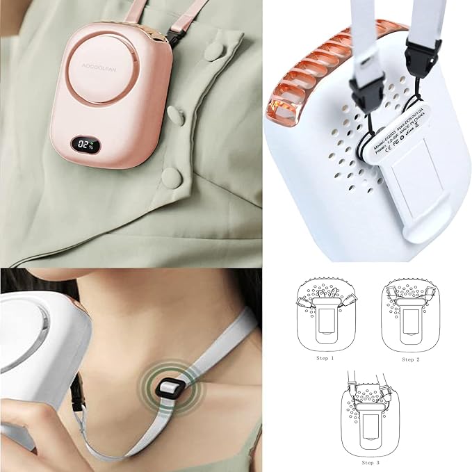 Portable Neck Fan, Mini Small Personal Handheld Fan USB Rechargeable 3 Speed for Girls Boys Woman Eyelash Travel Home Office