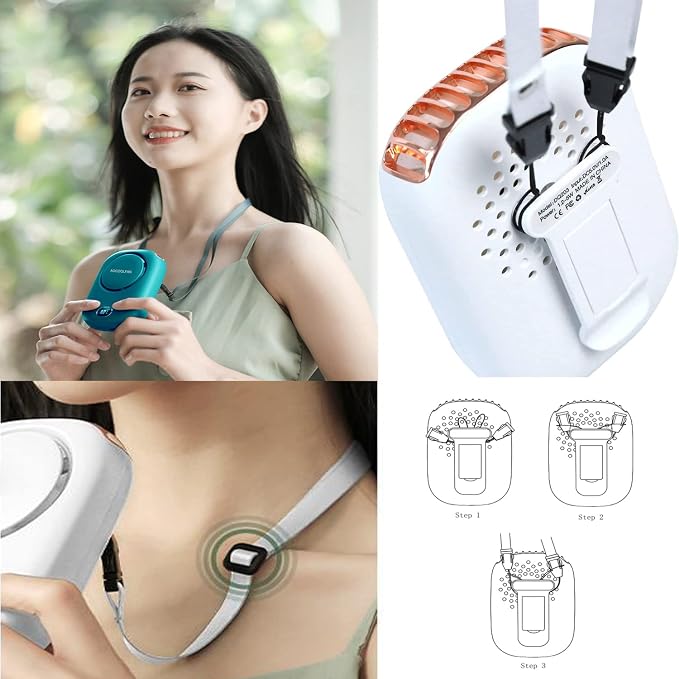 Portable Neck Fan, Mini Small Personal Handheld Fan USB Rechargeable 3 Speed for Girls Boys Woman Eyelash Travel Home Office