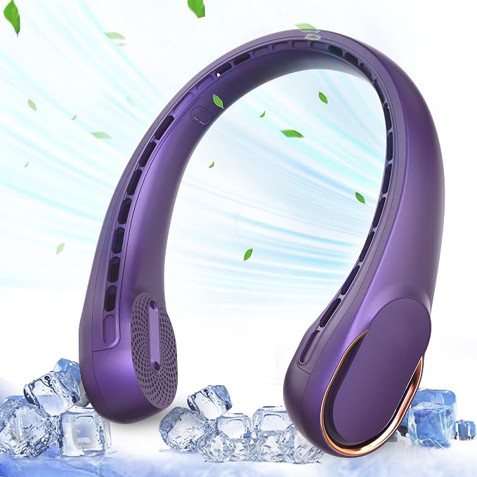 Portable Neck Fan, Neck Fans for Men, 4000 mAh Rechargeable Personal Fan,360° Hands Free Bladeless Fan, 3 Speeds Adjustable