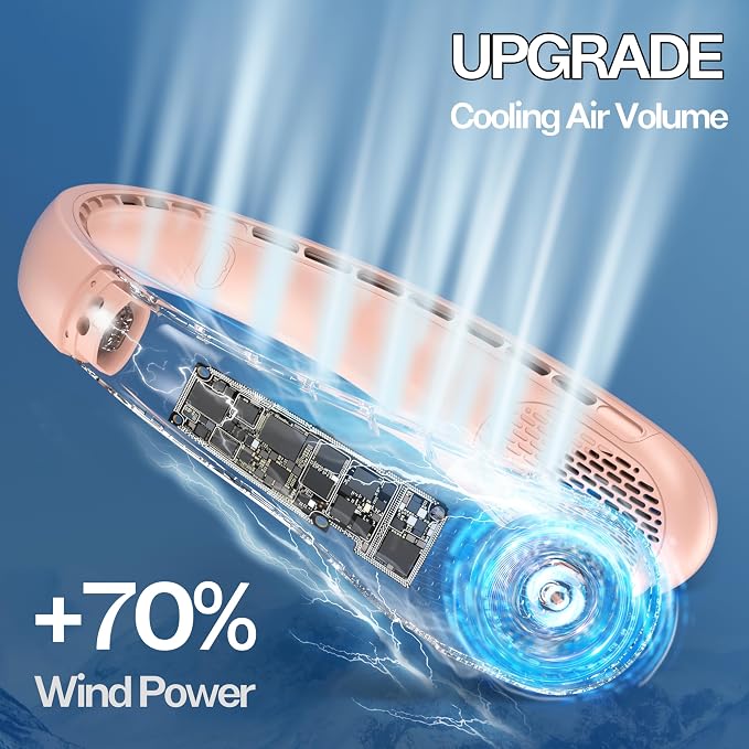 Portable Neck Fan, Neck Fans Rechargeable for Women Men, 4000mAh Personal Bladeless Fan, Upgraded Cooling Air Volume, Ultra