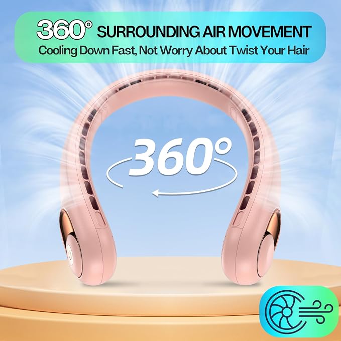 Portable Neck Fan, Neck Fans Rechargeable for Women Men, 4000mAh Personal Bladeless Fan, Upgraded Cooling Air Volume, Ultra