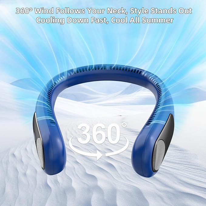 Portable Neck Fan, Personal Wearable Bladeless Quiet Fan, LED Display,360° Cooling,4-Speeds,6000mAh USB Quick, alternate view