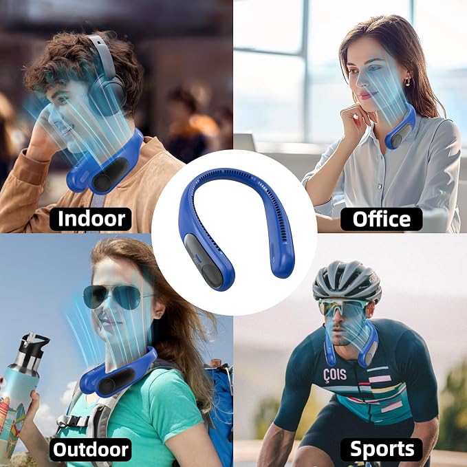 Portable Neck Fan, Personal Wearable Bladeless Quiet Fan, LED Display,360° Cooling,4-Speeds,6000mAh USB Quick, alternate view