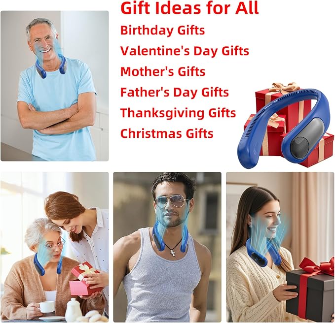 Portable Neck Fan, Personal Wearable Bladeless Quiet Fan, LED Display,360° Cooling,4-Speeds,6000mAh USB Quick, alternate view