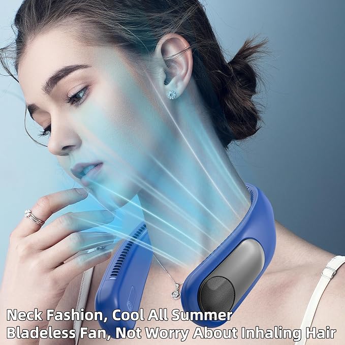 Portable Neck Fan, Personal Wearable Bladeless Quiet Fan, LED Display,360° Cooling,4-Speeds,6000mAh USB Quick, alternate view