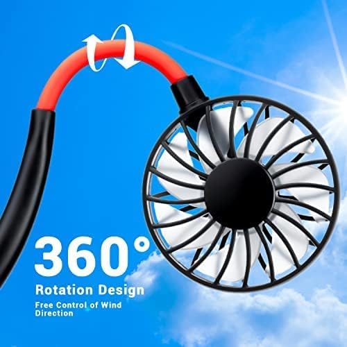 Portable Neck Fan Rechargeable Personal Hand-Free Fan Mini USB Wearable Neckband Sport Fan, 3 Speed Adjustable, 360 Degrees