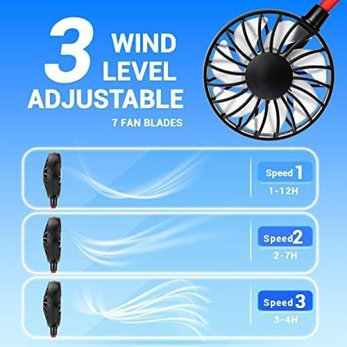 Portable Neck Fan Rechargeable Personal Hand-Free Fan Mini USB Wearable Neckband Sport Fan, 3 Speed Adjustable, 360 Degrees