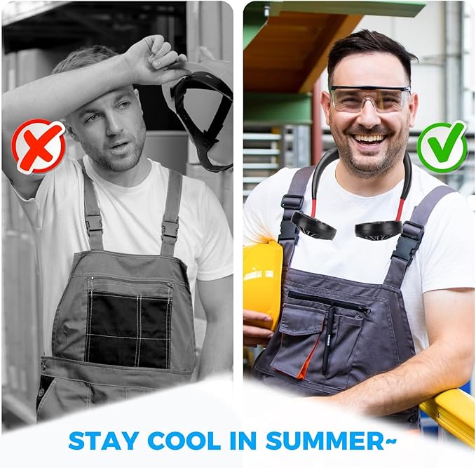 Portable Neck Fan Rechargeable Personal Hand-Free Fan Mini USB Wearable Neckband Sport Fan, 3 Speed Adjustable, 360 Degrees