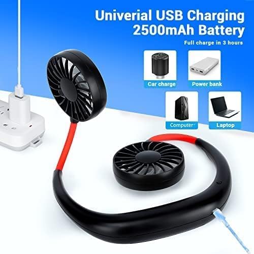 Portable Neck Fan Rechargeable Personal Hand-Free Fan Mini USB Wearable Neckband Sport Fan, 3 Speed Adjustable, 360 Degrees