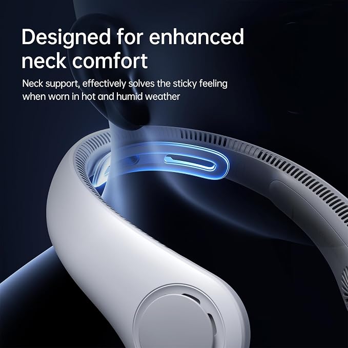 Portable Neck Fan Upgraded, Neckbrace Personal Hands Free, 5 Speed Gears Adjustment, 5000 mAh Wearable Bladeless Quiet