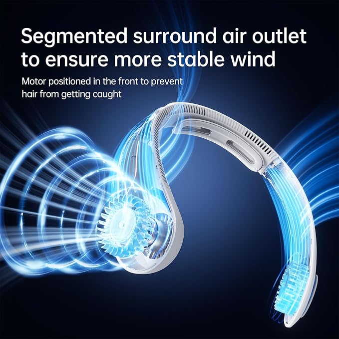 Portable Neck Fan Upgraded, Neckbrace Personal Hands Free, 5 Speed Gears Adjustment, 5000 mAh Wearable Bladeless Quiet