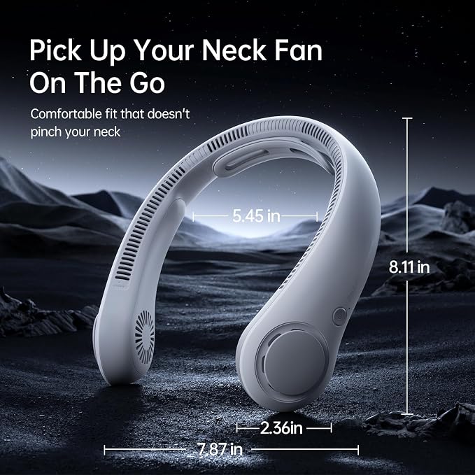 Portable Neck Fan Upgraded, Neckbrace Personal Hands Free, 5 Speed Gears Adjustment, 5000 mAh Wearable Bladeless Quiet