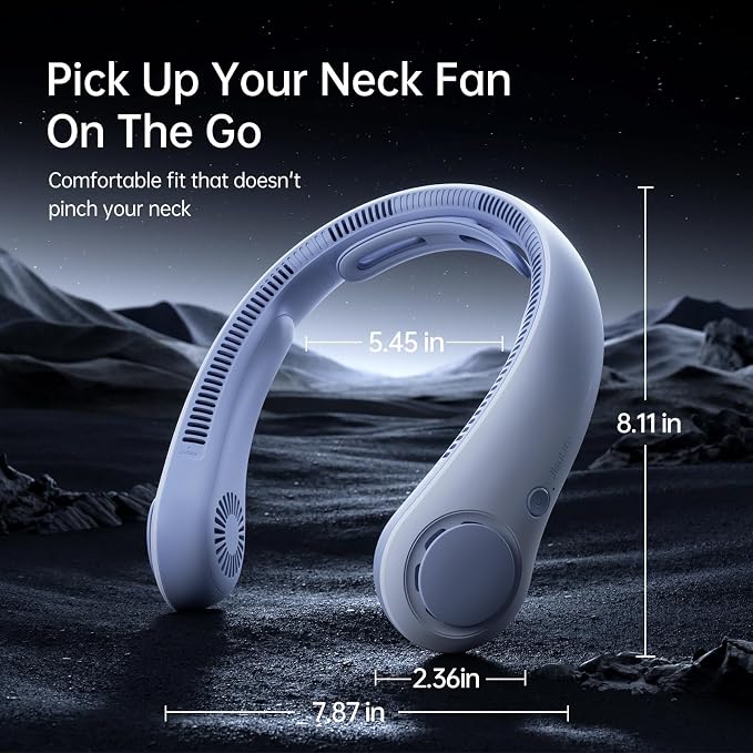 Portable Neck Fan Upgraded, Neckbrace Personal Hands Free, 5 Speed Gears Adjustment, 5000 mAh Wearable Bladeless Quiet