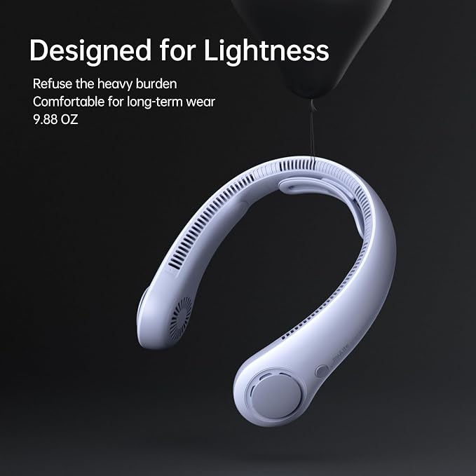 Portable Neck Fan Upgraded, Neckbrace Personal Hands Free, 5 Speed Gears Adjustment, 5000 mAh Wearable Bladeless Quiet