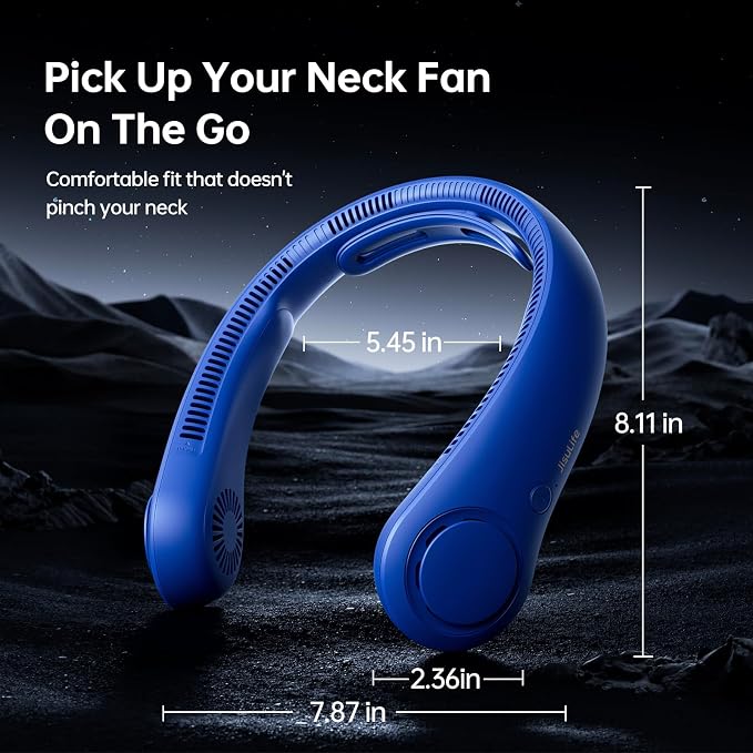 Portable Neck Fan Upgraded, Neckbrace Personal Hands Free, 5 Speed Gears Adjustment, 6000 mAh Wearable Bladeless Quiet