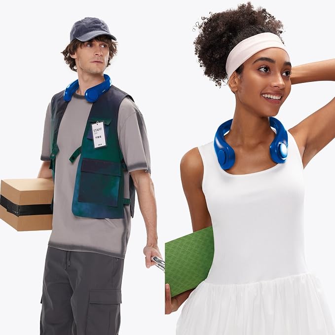 Portable Neck Fan Upgraded, Neckbrace Personal Hands Free, 5 Speed Gears Adjustment, 6000 mAh Wearable Bladeless Quiet