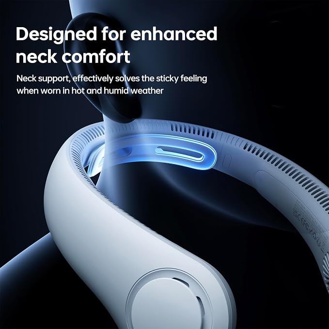 Portable Neck Fan Upgraded, Neckbrace Personal Hands Free, 5 Speed Gears Adjustment, 6000 mAh Wearable Bladeless Quiet