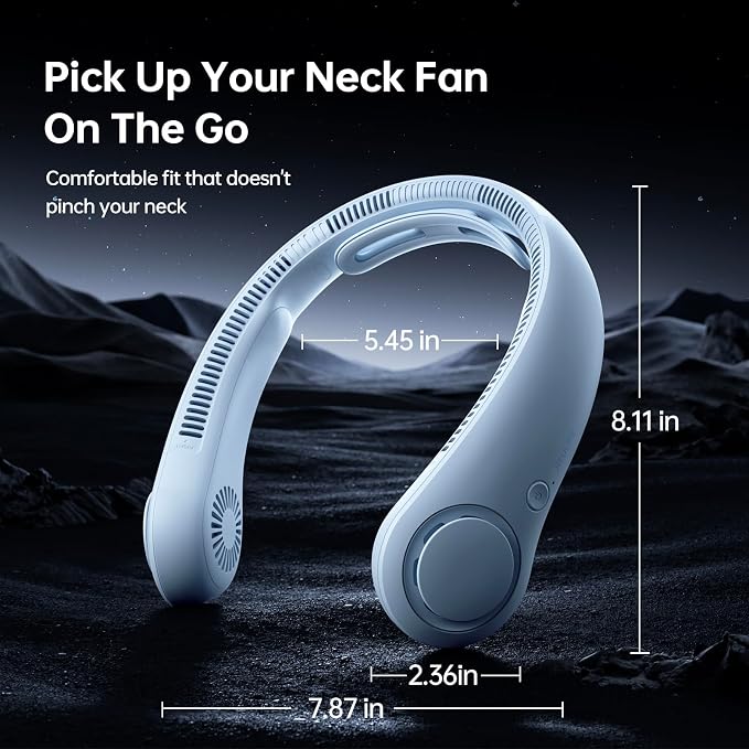 Portable Neck Fan Upgraded, Neckbrace Personal Hands Free, 5 Speed Gears Adjustment, 6000 mAh Wearable Bladeless Quiet