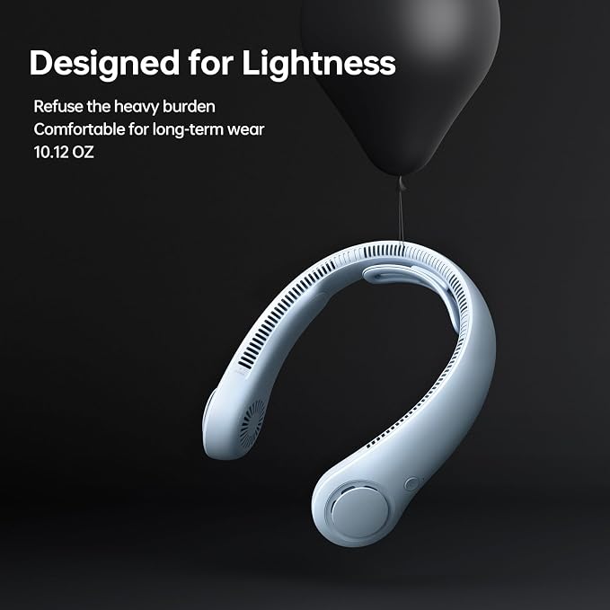 Portable Neck Fan Upgraded, Neckbrace Personal Hands Free, 5 Speed Gears Adjustment, 6000 mAh Wearable Bladeless Quiet