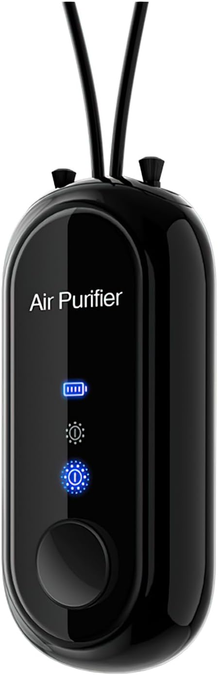 Portable Negative Ion Air Purifier Necklace, Personal Wearable Purification Device, Black, 3.1 x 1.4 x 0.9 Inches, product