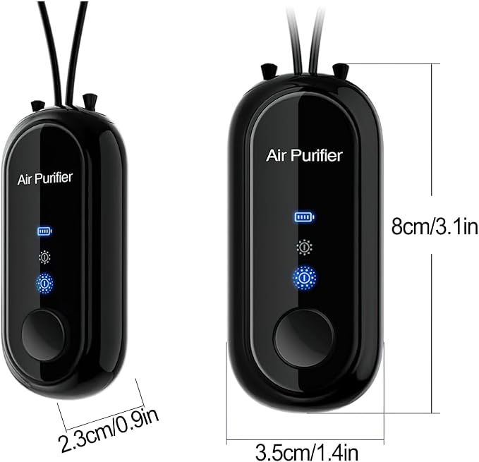 Portable Negative Ion Air Purifier Necklace, Personal Wearable Purification Device, Black, 3.1 x 1.4 x 0.9 Inches, alternate