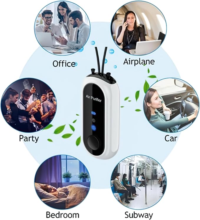 Portable Negative Ion Air Purifier Necklace, Personal Wearable Purification Device, Black, 3.1 x 1.4 x 0.9 Inches, alternate