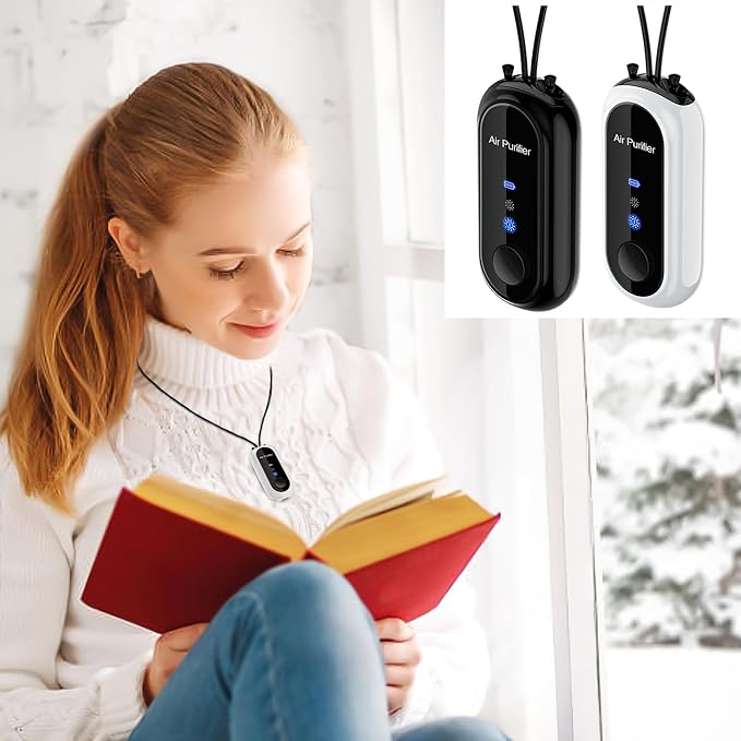 Portable Negative Ion Air Purifier Necklace, Personal Wearable Purification Device, Black, 3.1 x 1.4 x 0.9 Inches, alternate
