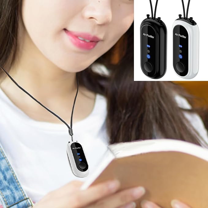 Portable Negative Ion Air Purifier Necklace, Personal Wearable Purification Device, Black, 3.1 x 1.4 x 0.9 Inches, alternate