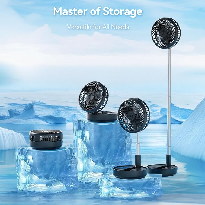 Portable Oscillating Rechargeable Fan, Battery Operated with 4 Speed Settings & Remote Control, Desk Travel Pedestal Fan for