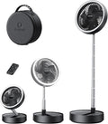 Portable Pedestal Fan 16000mAh Battery [Max 74h Runtime], Foldable Oscillating Standing Fan, Collapsible Desk Fans, LED
