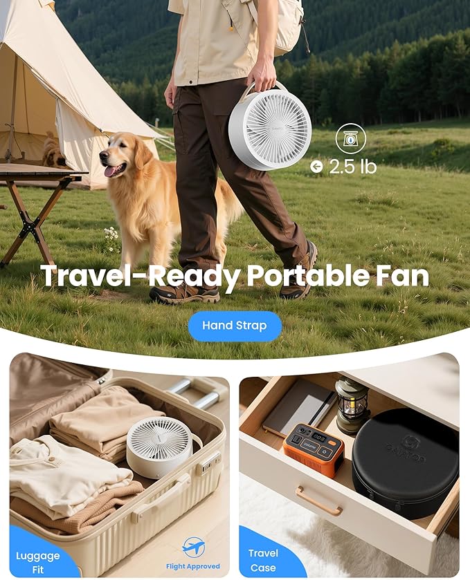 Portable Pedestal Fan 16000mAh Battery [Max 74h Runtime], Foldable Oscillating Standing Fan, Collapsible Desk Fans, LED